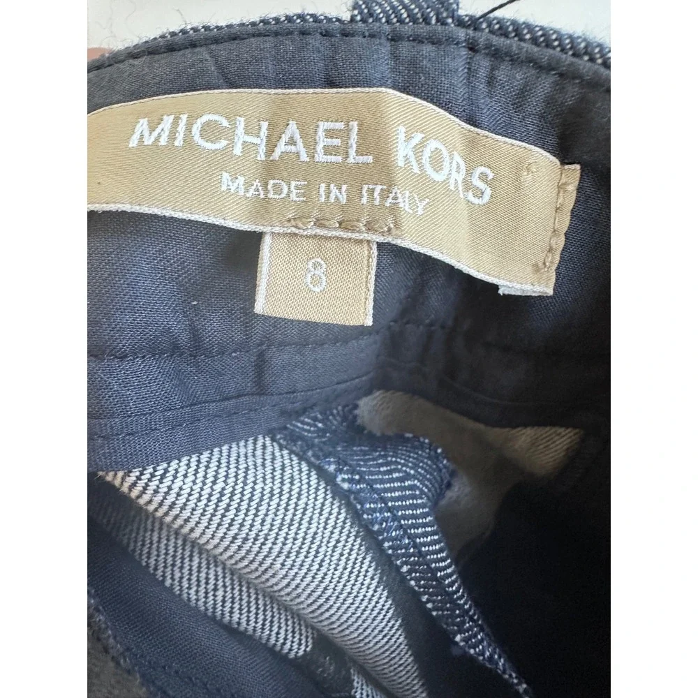 Michael Kors Italy Indigo Blue Cotton Tailored Trousers Pants KDC223A Size 8